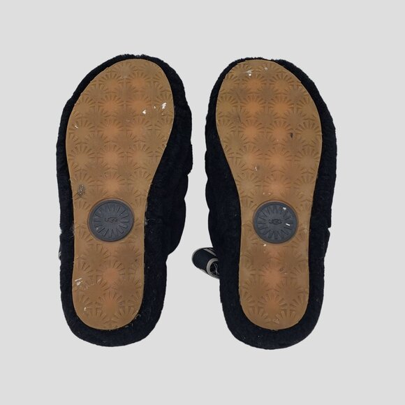 Ugg Womens Fluff Yeah Slide Sandals Black Sheepskin Size 5 - Picture 7 of 9